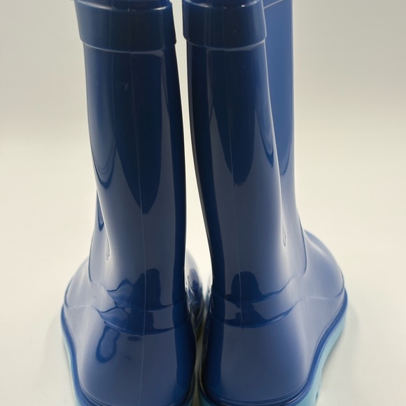 Kids' Shiny Blue Rain Boots with Light Blue Soles - Picture 6 of 8